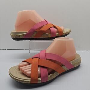 Crocs Edie Stretch Sandal Slip On Cork Pink Orange Comfort Strappy Casual 9